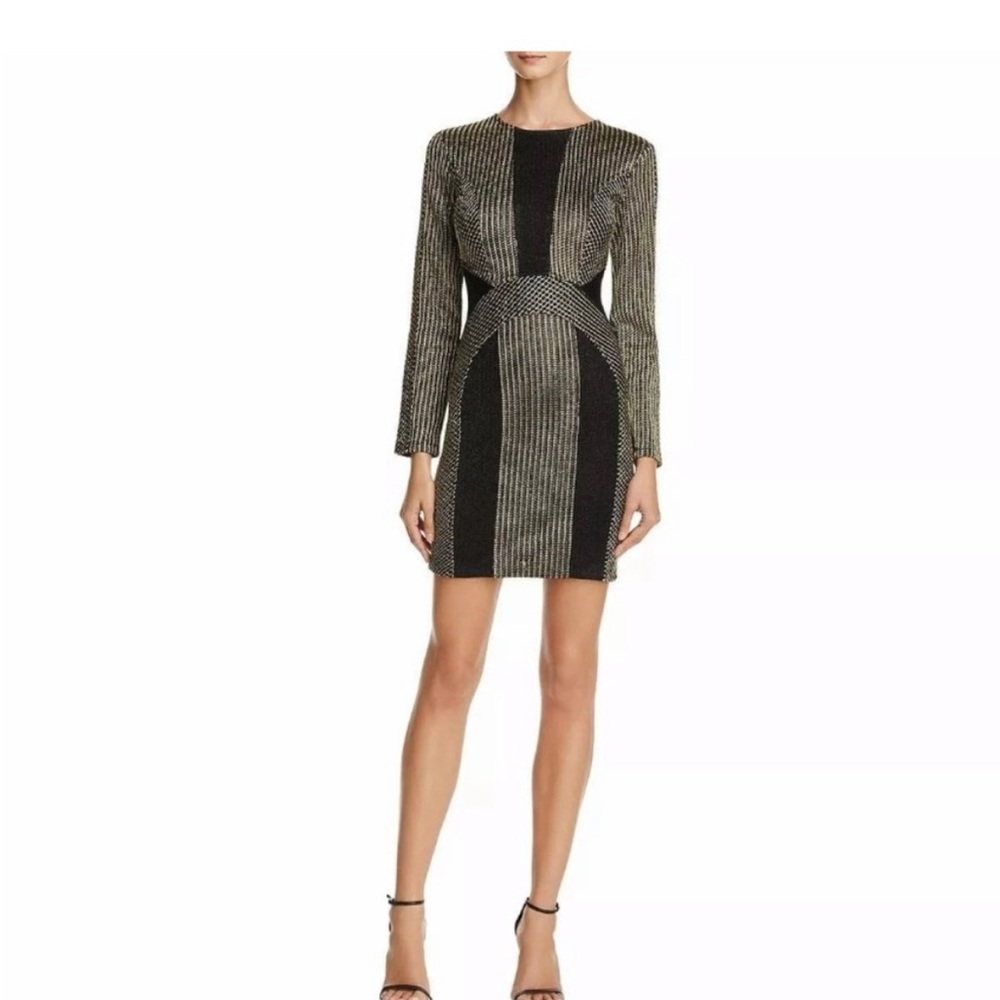 SUNSET + SPRING Body Con Black Metallic Dress